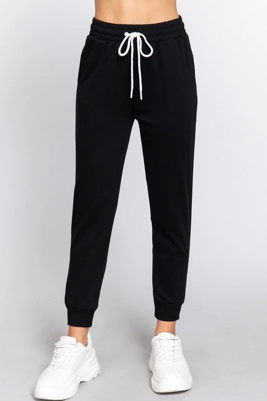 Tie Waist Sweatpant Colorblock Hoodie Sweatshirt