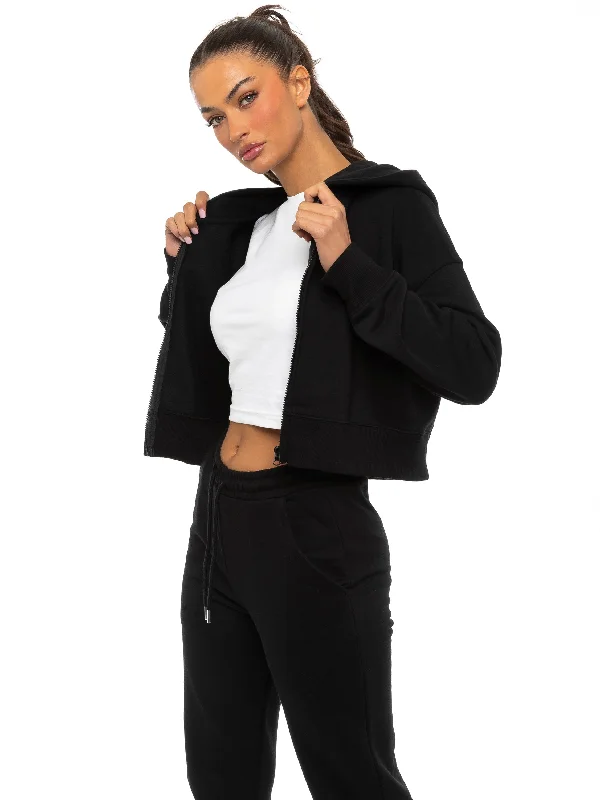 Enzo | Womens Cropped Zipped Hoodie Comfort Hoodie Sweatshirt