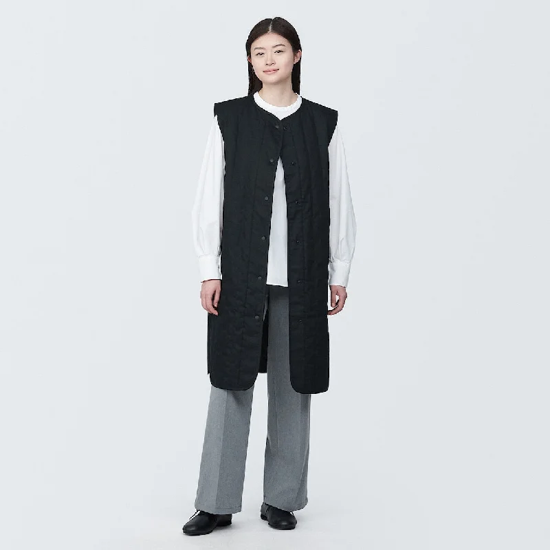 Kapok Blend Padded Long Gilet Vest Women's cool weather jackets