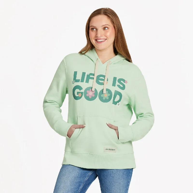 Life is Good Women's LIG Daisy Simply True Fleece Hoodie, Sage Green Casual Hoodie Style