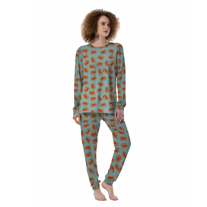 Orange Crab Print Pattern Women's Pajamas Best-selling pajama sets 2024