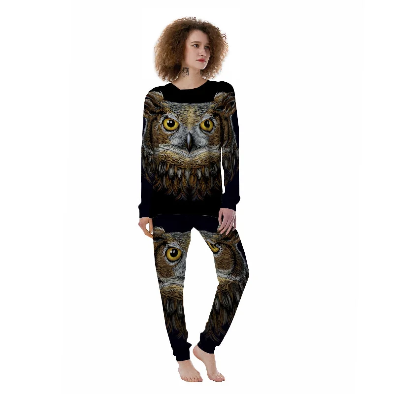 Owl Portrait Print Women's Pajamas Best pajama sets for pregnancy