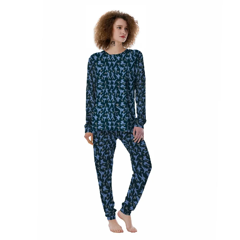 Pattern Karate Print Women's Pajamas Velvet pajama sets