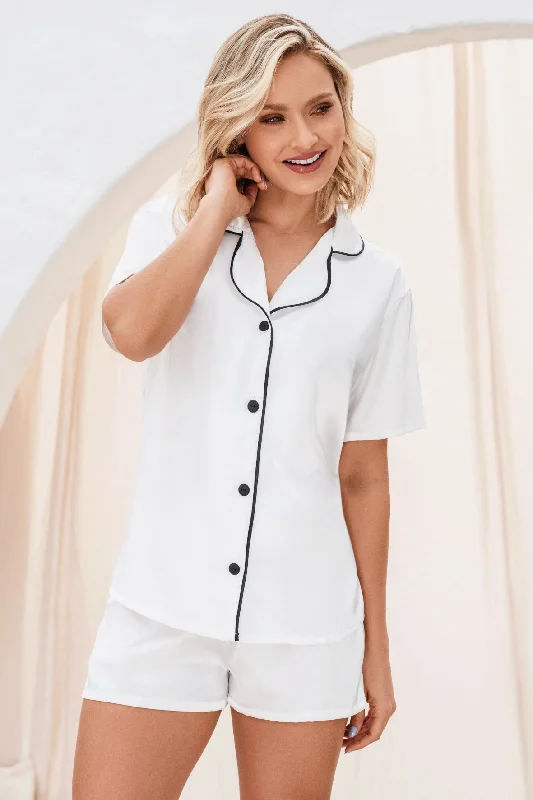 Short Camisa  Satín  Marfil 12091 Loungewear pajama sets