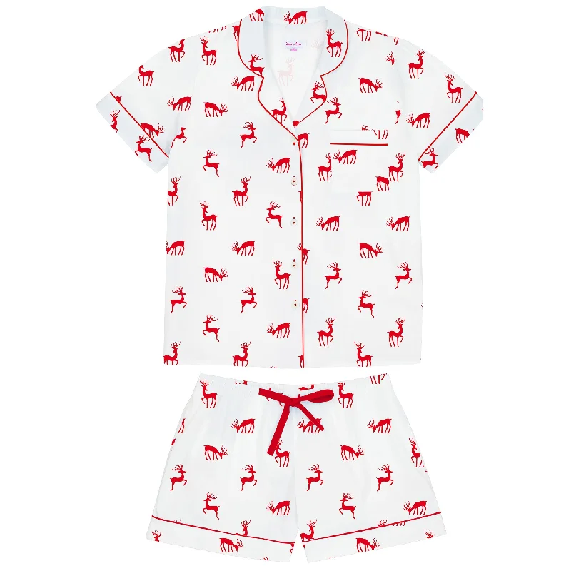 Women's Reindeer Red Short PJ Set Best pajama sets for lounging