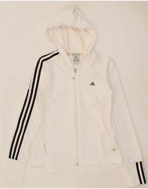 ADIDAS Womens Clima 365 Zip Hoodie Sweater UK 10 Small White Polyester Vintage sweaters