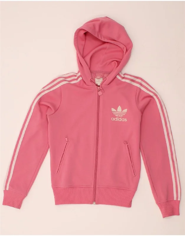 ADIDAS Womens Zip Hoodie Sweater IT 36 XS Pink Polyester Breathable sweaters