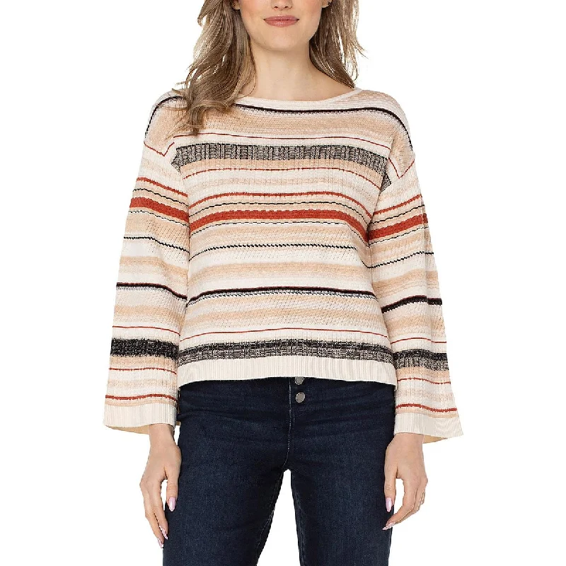 Womens Boat Neck Striped Pullover Sweater Office sweaters