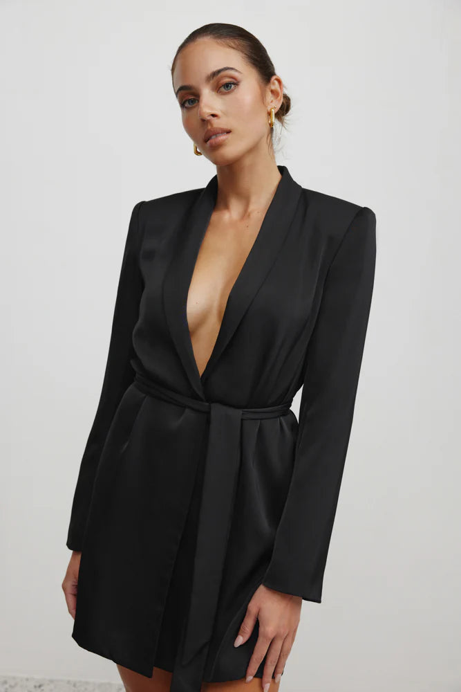 The Lucio Jacket Dress BLACK Stretchy mini dresses