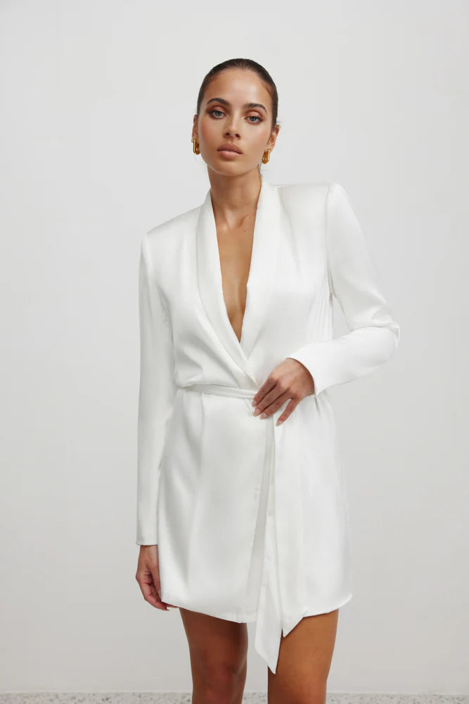 The Lucio Jacket Dress WHITE Wrap mini dresses