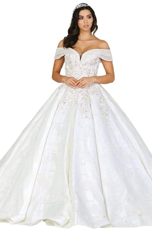 Dancing Queen - 153 Embellished Off-Shoulder Ballgown With Train Full Skirt Gown