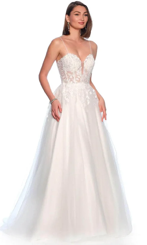 Dave & Johnny Bridal 11833 - 3D Applique Bridal Gown Sleeveless Bridal Gown