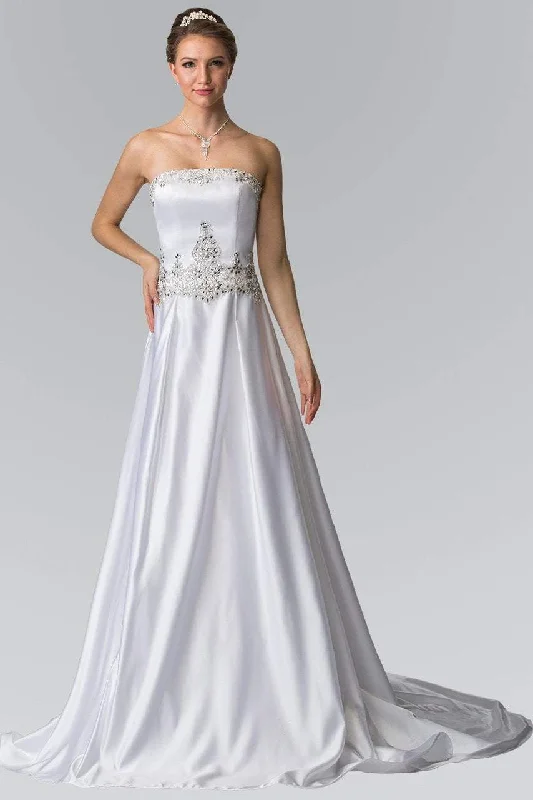 Elizabeth K Bridal - GL2201 Strapless Jewel Embellished Bridal Dress A-line Bridal Dress