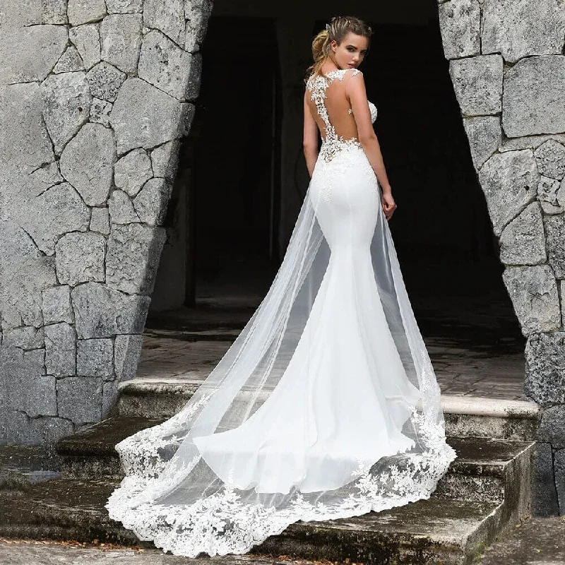 Illusion Lace Vision Wedding Dress Long