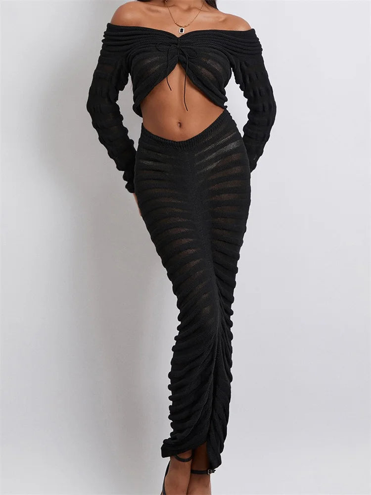 JuliaFashion - Alluring Skirts Sexy Off Shoulder Party Suits High-end unclassified skirts