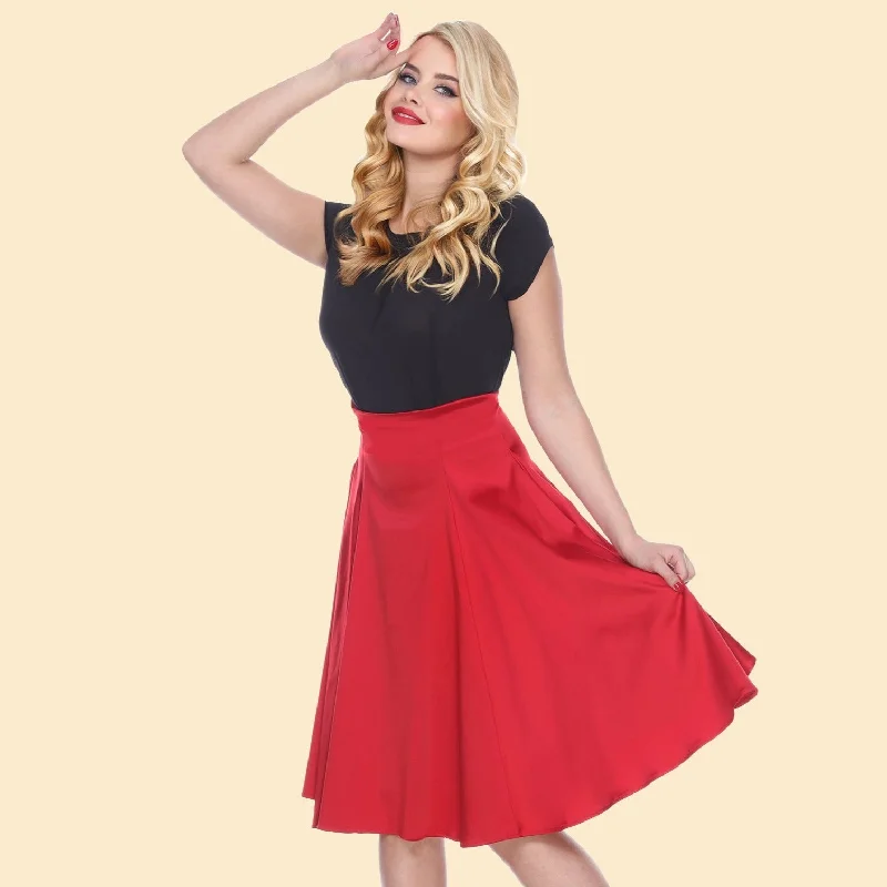 Annette Swing Skirt in Red Embroidered unclassified skirts