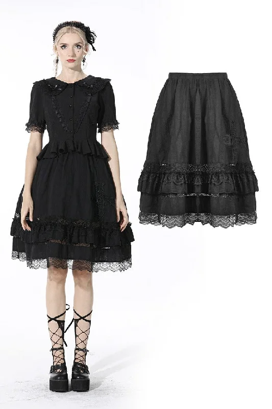 Black lolita cross side hollow out skirt KW199 Winter unclassified skirts