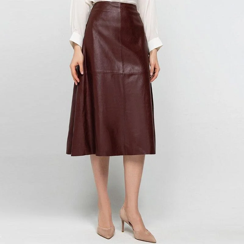 FashionSierra - Casual High Waist A-line PU Leather Skirts Formal unclassified skirts