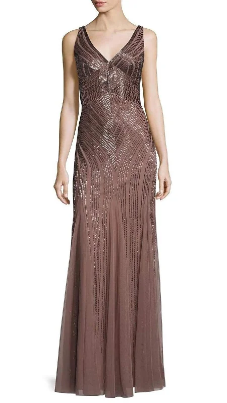 Aidan Mattox - 54474240 V Neck Long Dress - 1 pc Sepia in Size 6 Available Stretchy maxi dresses