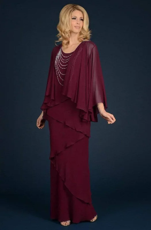 Alexander by Daymor Jewel Garland Draped Evening Dress 702 - 1 pc Cranberry In Size 22 Available Hot new arrivals in party dresses