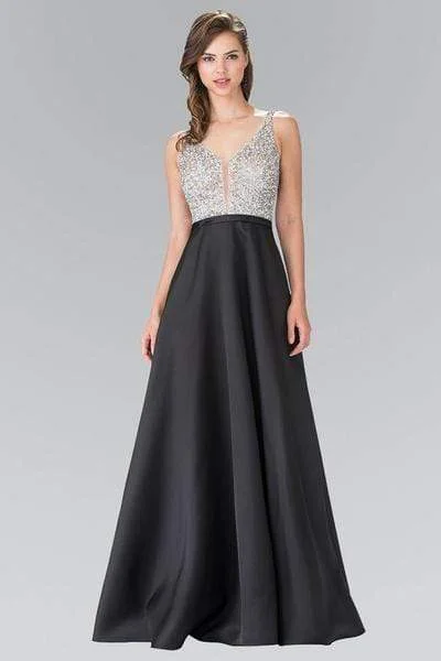 Elizabeth K - Dazzling V Neck Long Dress GL2287 - 1 pc Black In Size XS Available Birthday maxi dresses