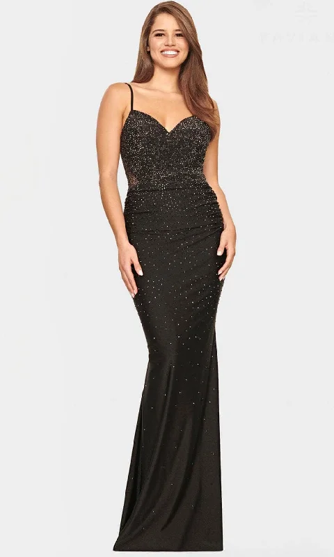 Faviana S10800 - V-Neck Sheer Back Evening Gown Holiday party dresses