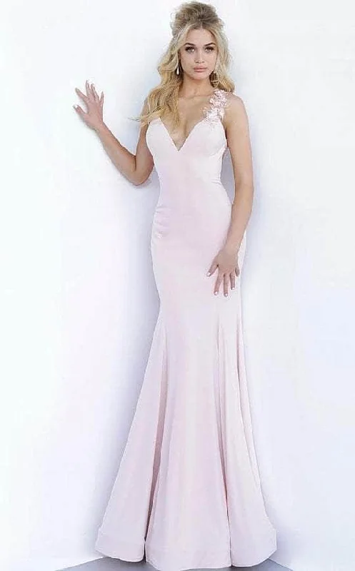 Jovani - 1074 Embellished Sleeveless V-neck Long Dress - 1 pc Blush In Size 2 Available Knitted maxi dresses