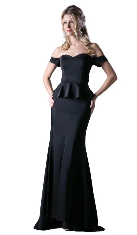 Ladivine CF134 - Fitted Off Shoulder Peplum Long Dress High-end maxi dresses