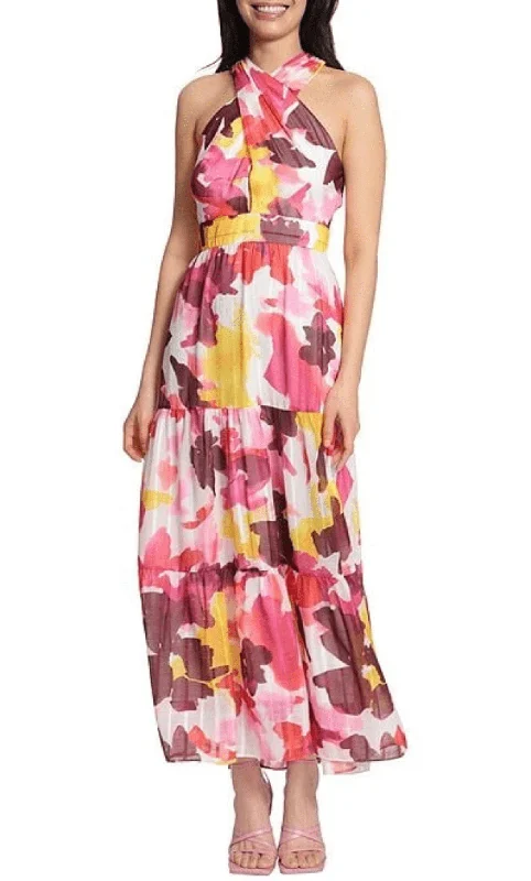 Maggy London G5234M - Printed Crisscross Halter Maxi Dress Chic maxi dresses