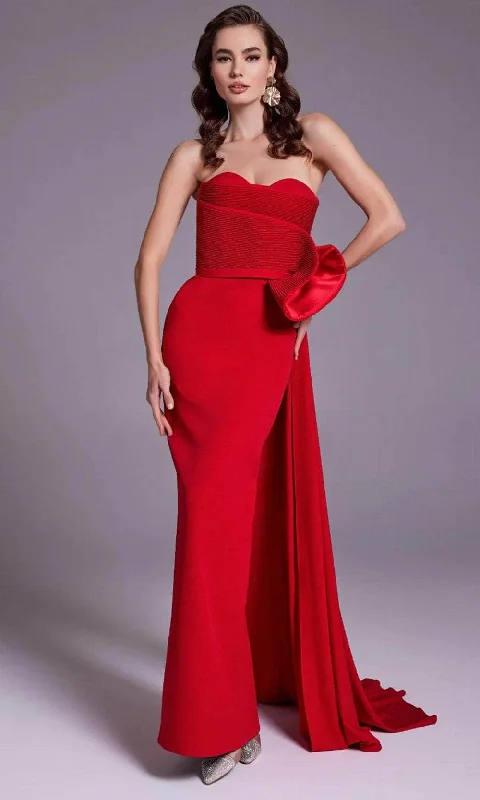 MNM Couture N0520A - Strapless 3D Drape Crepe Gown Shein party dresses