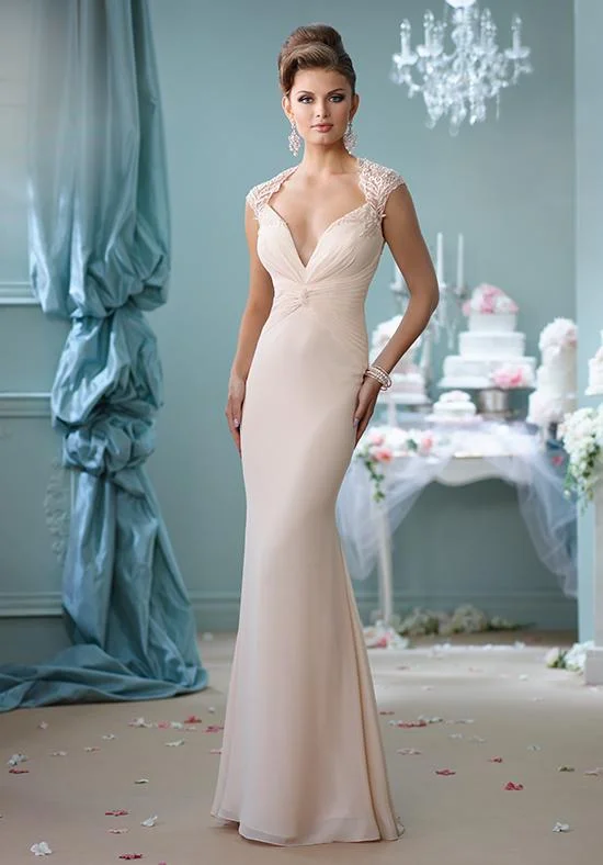 Mon Cheri Destinations 116128 Long Dress In Champagne Comfortable maxi dresses for everyday wear