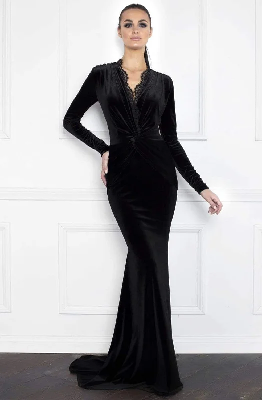 Nicole Bakti - 6848 Knotted V-Neck Long Sleeves Dress Shein maxi dresses