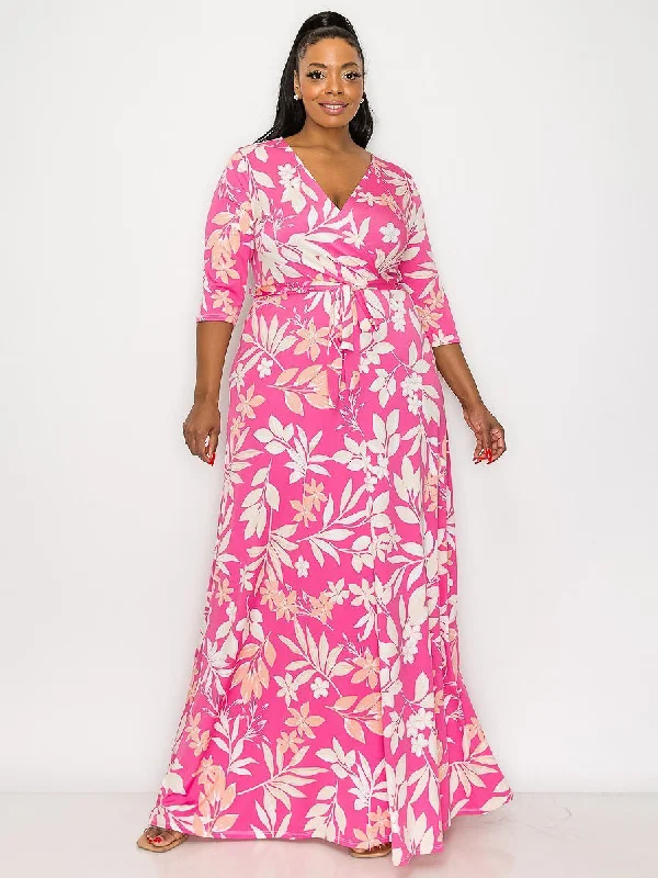 Signature Plus Size Maxi Dress in Pink Blossom Expensive maxi dresses