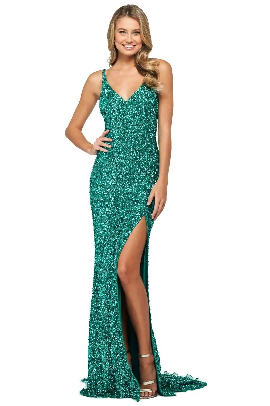 Sherri Hill - 53450 Sleeveless Beaded V Neck Long Dress Fashion-forward maxi dresses