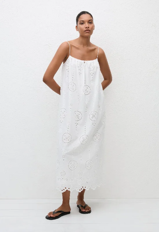 Broderie Cami Midi Dress - White Shein midi dresses