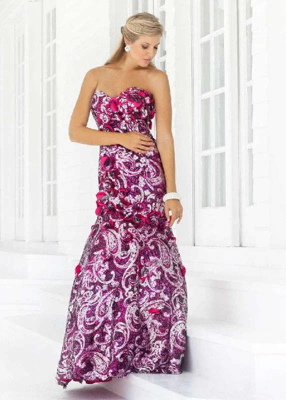 Blush by Alexia Designs - 9336SC Floral Sequined High Slit Long Gown New Year's Eve floral dresses