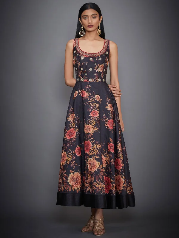 RI Ritu Kumar Black Floral Embroidered Dress Graduation floral dresses