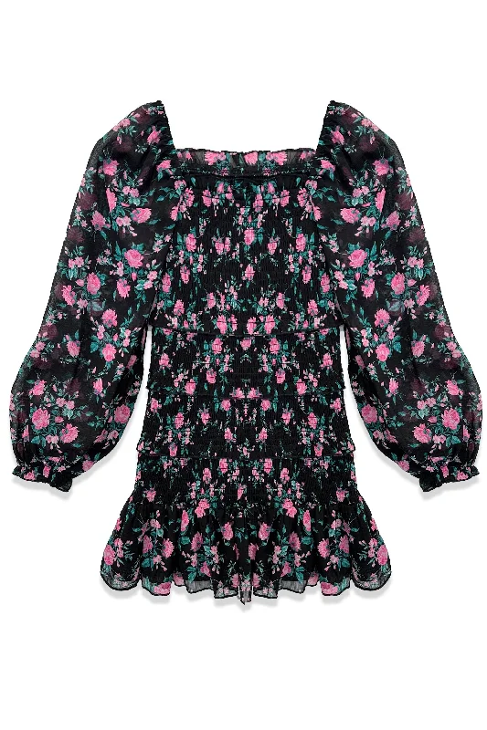 Black Winter Floral Pink