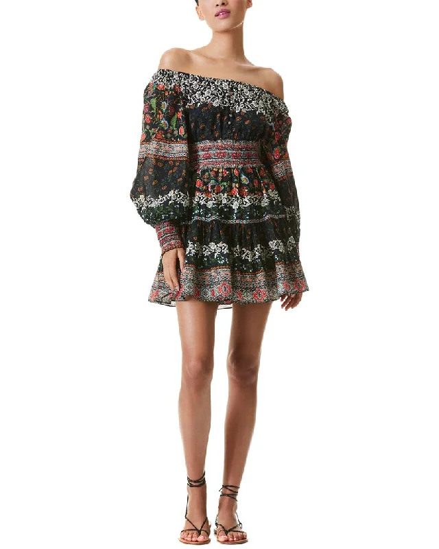 alice + olivia Clementina Tiered Mini Dress Plaid Skater Skirt