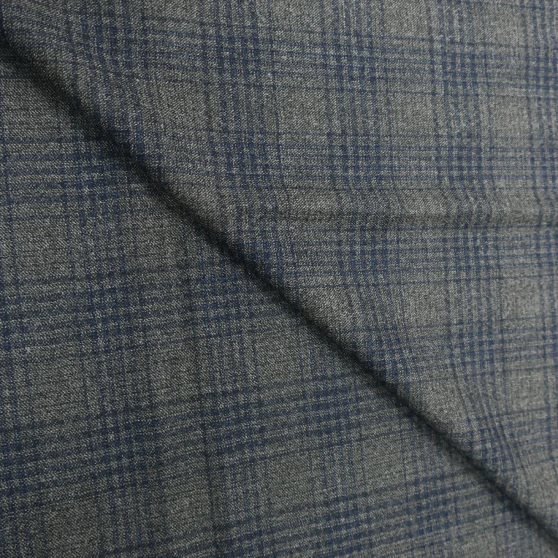 1 YDS Slate Grey and Blue Prince Of wales Super 130s Wool Loro Piana Fabric Lightweight unclassified dresses