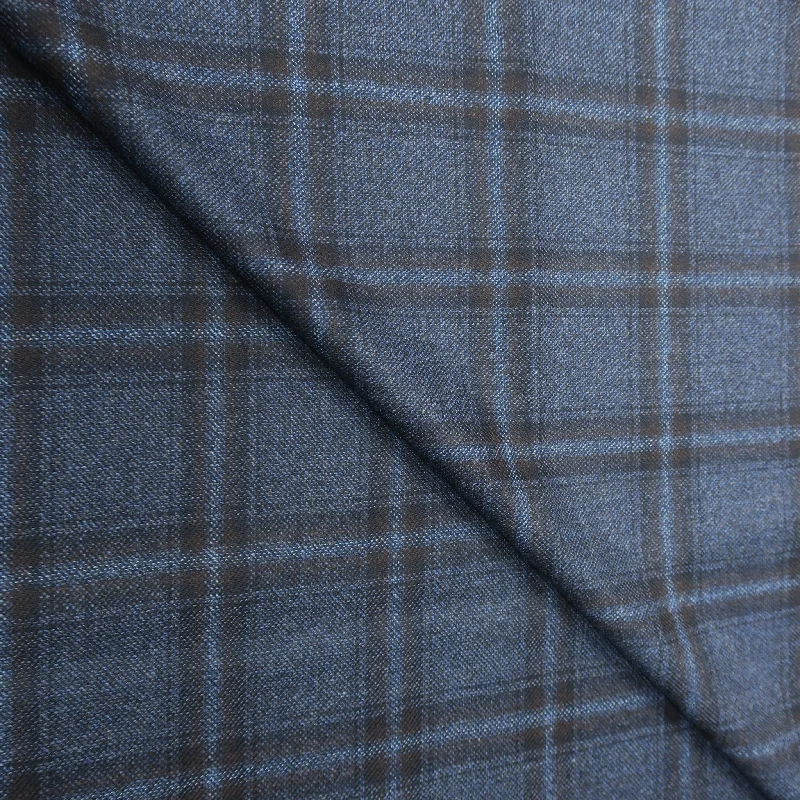 2.40 YDS Blue and Brown Prince Of wales 100% Cashmere Loro Piana Fabric A-line unclassified dresses