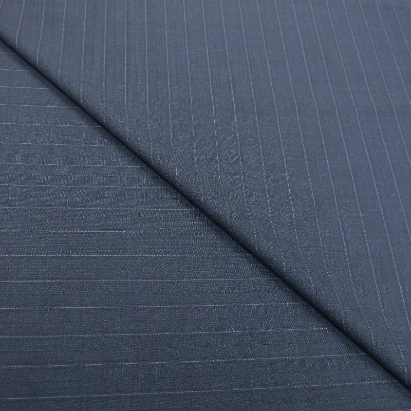 2.40 YDS Blue Pinstripe Super 150s Tasmanian 100% Wool Loro Piana Fabric Dark color unclassified dresses