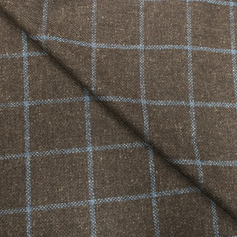 2.5 YDS Brown With Blue Windowpane 100% Cashmere Loro Piana Fabric Summer unclassified dresses