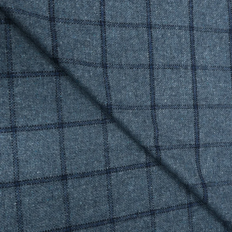 2.50 YDS Horizon Blue Checkered Superchina Pure 100% Cashmere Loro Piana Fabric Elegant unclassified dresses