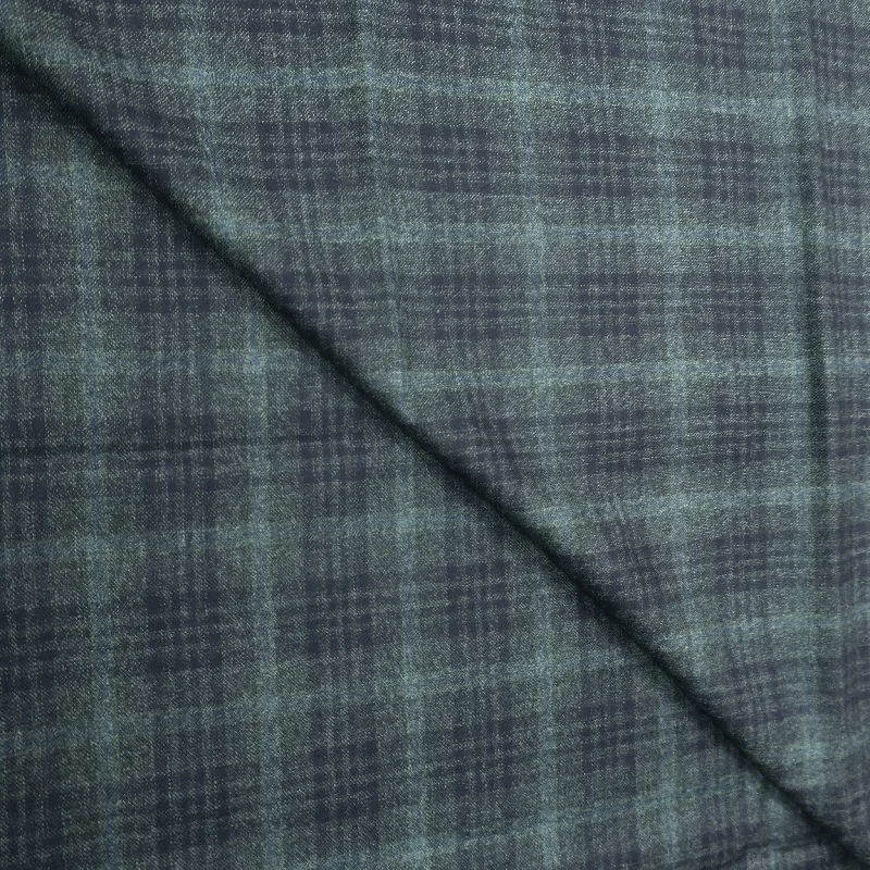 2.70 YDS Smalt Blue and Green Glen Check 100% Wool Loro Piana Fabric Luxury unclassified dresses