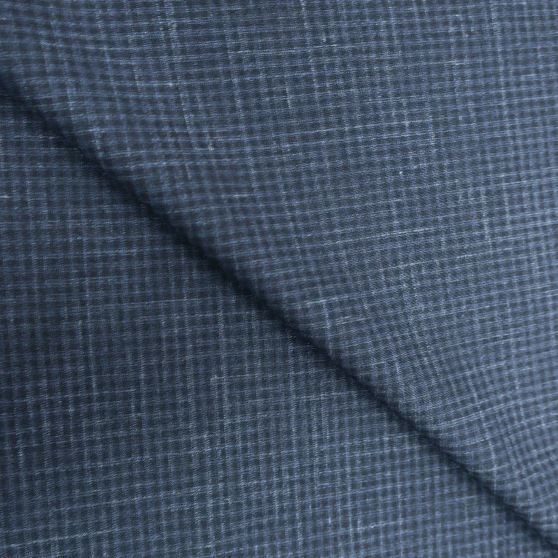 4.40 YDS Blue and Black Glen Check Summertime Wool Linen and Silk Loro Piana Fabric One-shoulder unclassified dresses