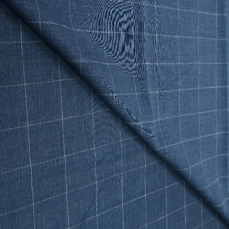 4.50 YDS Blue and White Glen Check Time Off Wool Linen and Silk Loro Piana Fabric Vacation unclassified dresses