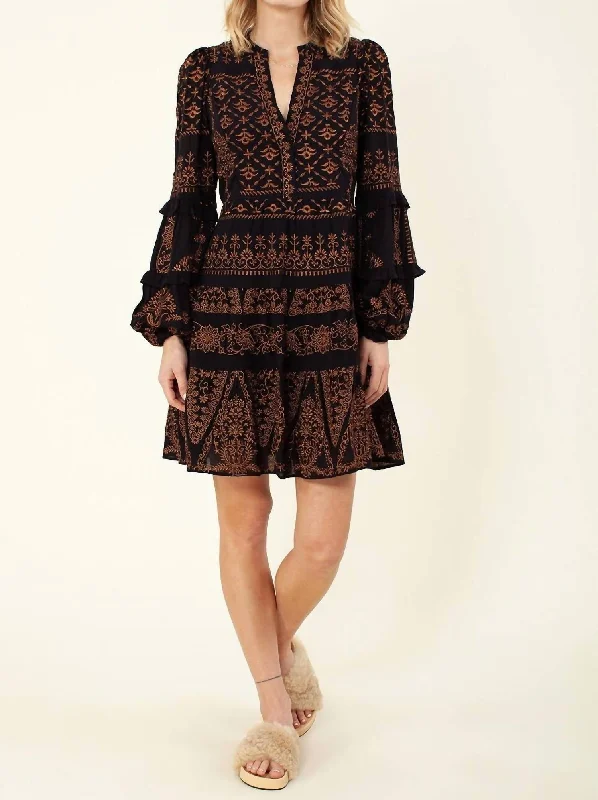 Adira Dress In Black/bronze Ruffled unclassified dresses