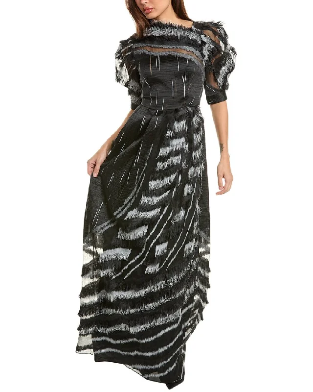 Alberta Ferretti Silk-Blend Fringe Gown Cocktail unclassified dresses