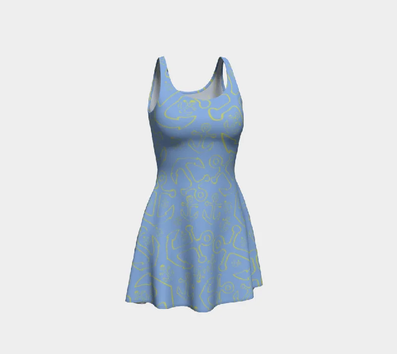 Anchor Dream Flare Dress - Light Blue Bright color unclassified dresses